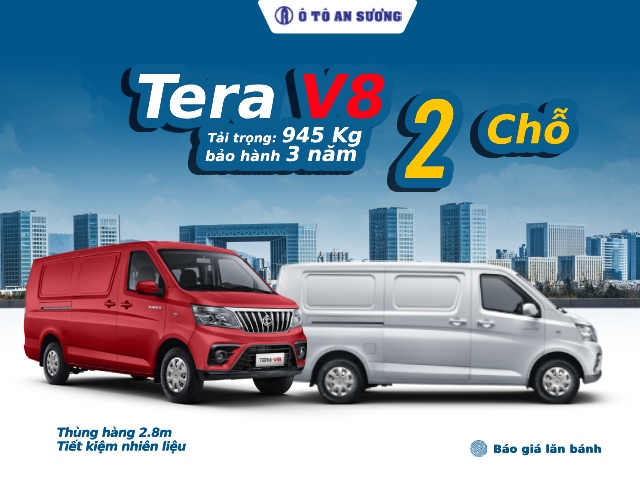 Mua xe tải van Tera V8 2 chỗ 945kg mới ra mắt 2025