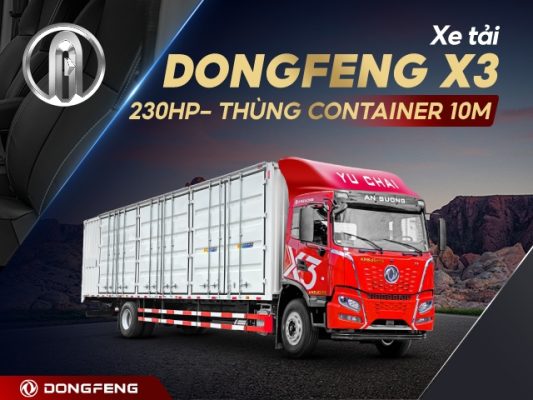Xe tải Dongfeng X3 7.2 tấn thùng container nhập khẩu 10m 230HP