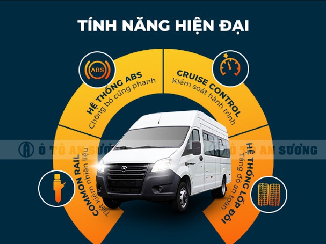 Tính năng hiện đại trên xe Gaz 16 chỗ