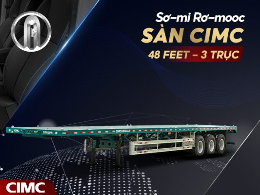 Rơ mooc sàn 48 feet 3 trục CIMC 8.2 tấn lốp có săm 12