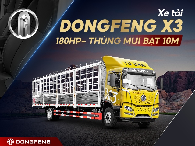 Xe tải Dongfeng X3 180HP thùng mui bạt nhập khẩu 10m tải 7t8