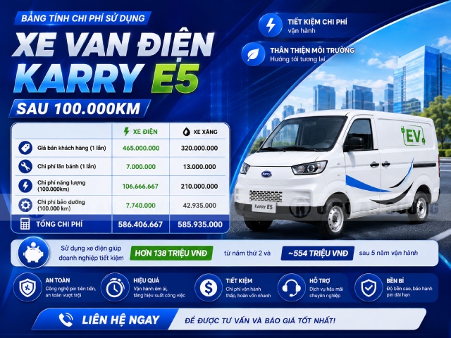 Bài toán chi phí vận hành của xe van điện Karry E5
