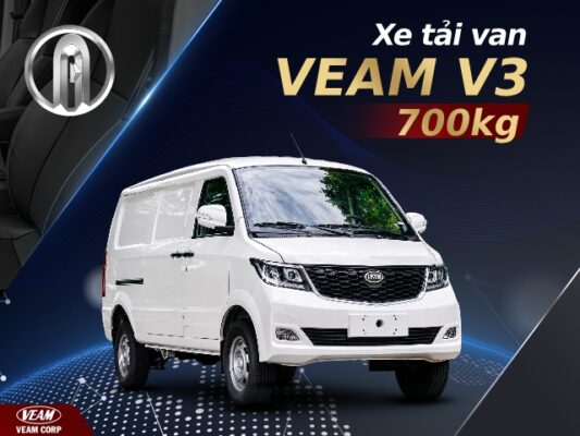 Xe tải van Veam V3 2 chỗ 700kg là dòng xe van đa năng hiện đại mới