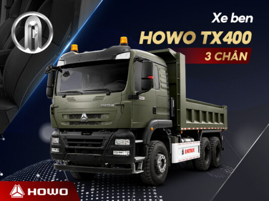 Xe ben Howo 3 chân TX400 thùng vuông