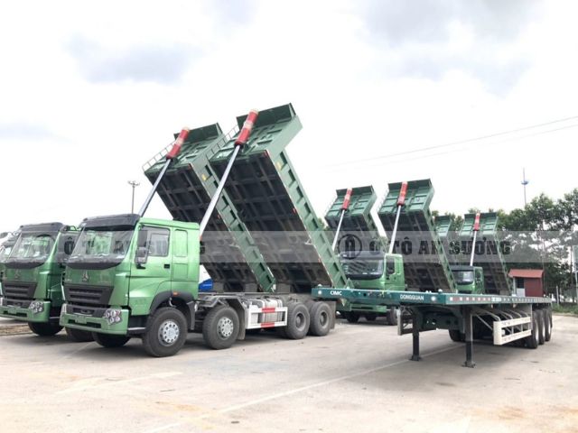 Xe ben Howo 4 chân V7G thùng vuông tăng khả năng chịu tải