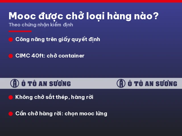 Mooc sàn và mooc xương được chở loại hàng nào theo chứng nhận kiểm định